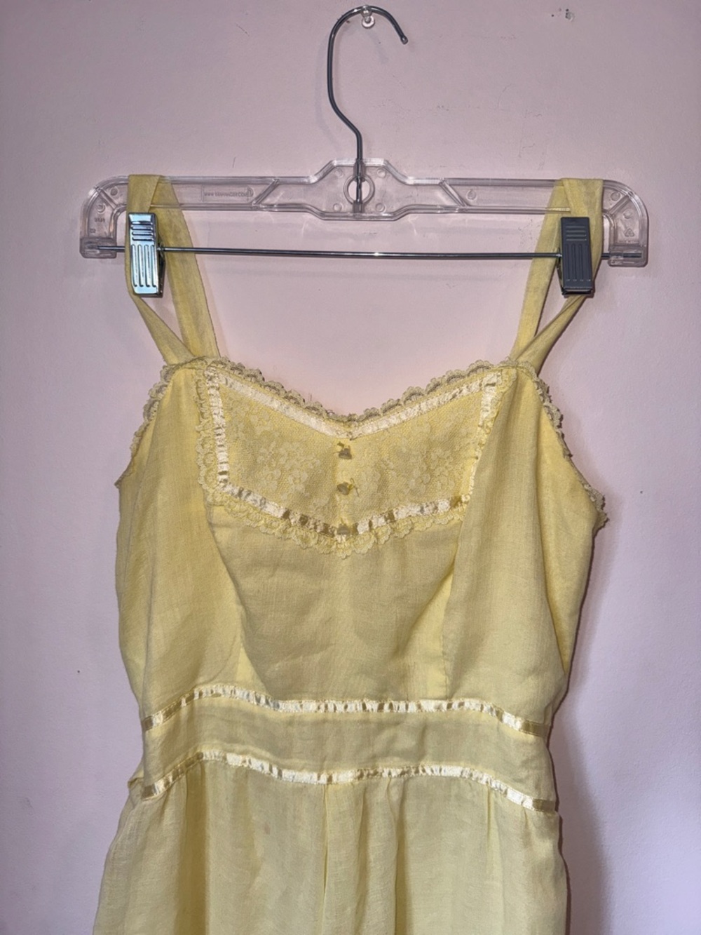 Vintage Yellow Spaghetti Strap Maxi Dress - Picture 2 of 6